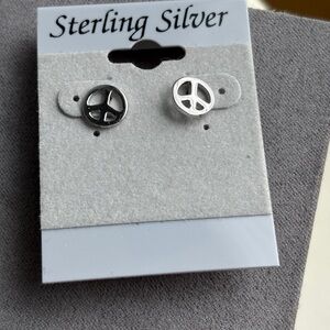 Sterling Silver Peace Sign Earrings